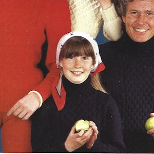 PDF Knitting Pattern- Guernsey - Traditional Guernsey Family Cable in Round / Polo Neck 26&quot; to 46&quot; Chest, Instant Download