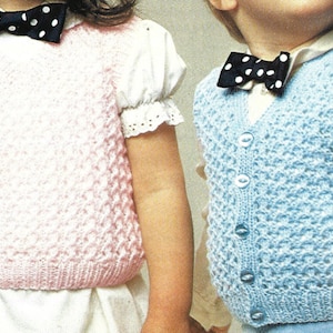 PDF Knitting Pattern - DK Baby / Toddler V necked Waistcoat/Tank Top and Round necked Waistcoat / Tank Top Sizes 18&quot; to 22&quot;.Instant Download