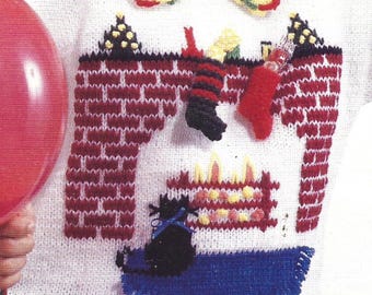 Patrón de tejido en PDF - DK - Jersey navideño de cuello redondo familiar. 4 diseños diferentes en el patrón Tallas de pecho de 24" a 36" Descarga instantánea