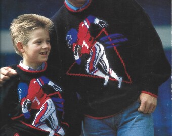 PDF Knitting Pattern - DK - Boys Round Necked Jumper, with Tom and Jerry Motifs. Sizes 20" to 34" chest. Instant Download