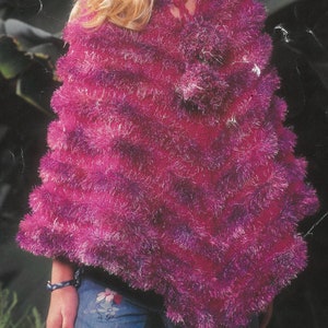 PDF Knitting Patterns - Girl&#39;s poncho DK 4 to 11 years. Instant Download, English Language.