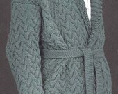 PDF Knitting Pattern- Aran - Ladies / Girl Aran Round Necked Modern Cardigan. Sizes 23" to 25" chest Instant Download