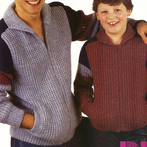 PDF Knitting Pattern - Chunky - Men&#39;s Zip Up Round Necked Cardigan /Cardy with Pockets. In sizes 26&quot; to 42&quot; chest. Instant Download.