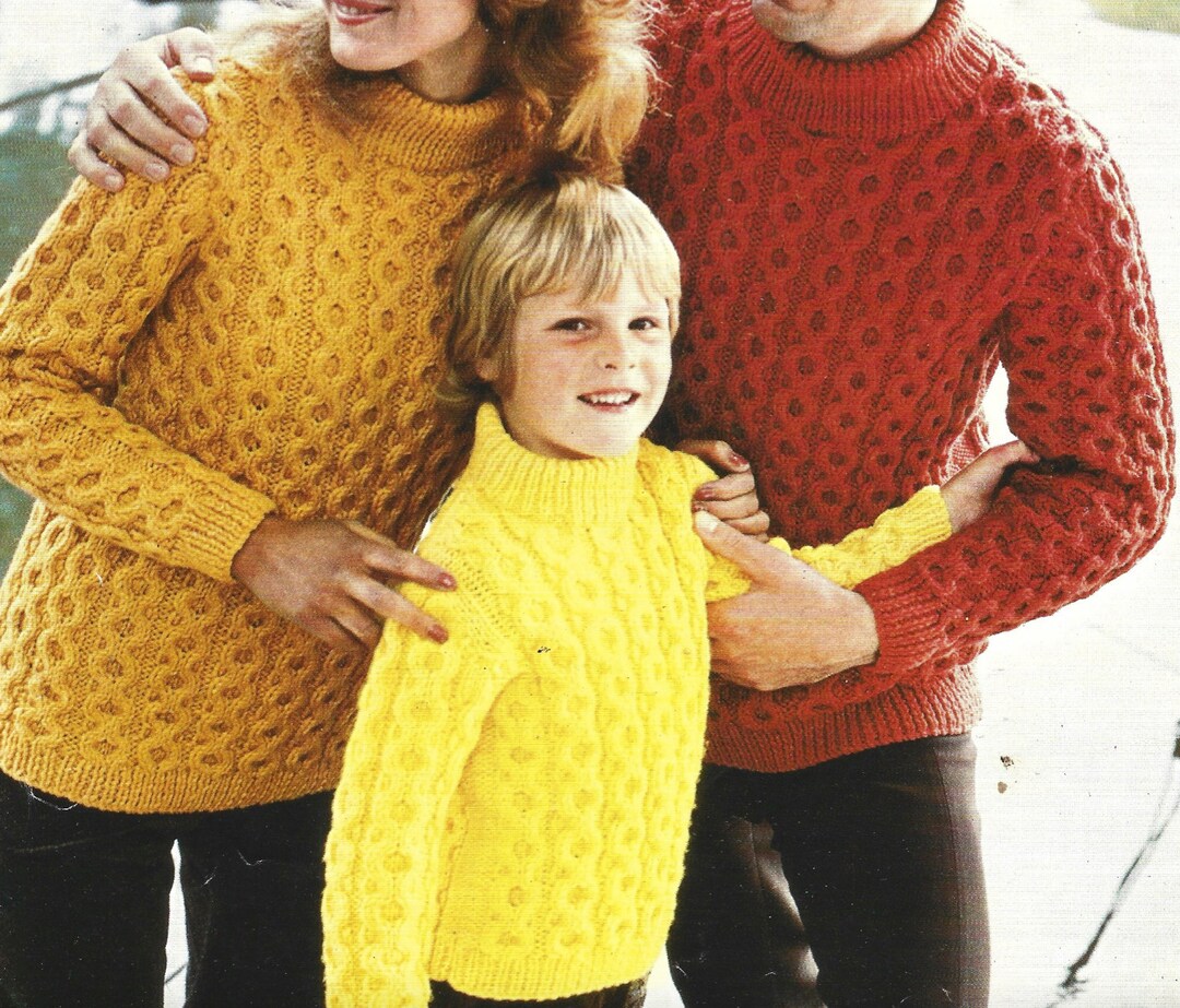 PDF Knitting Pattern Chunky Family Chunky Round Neck Cable Jumper ...