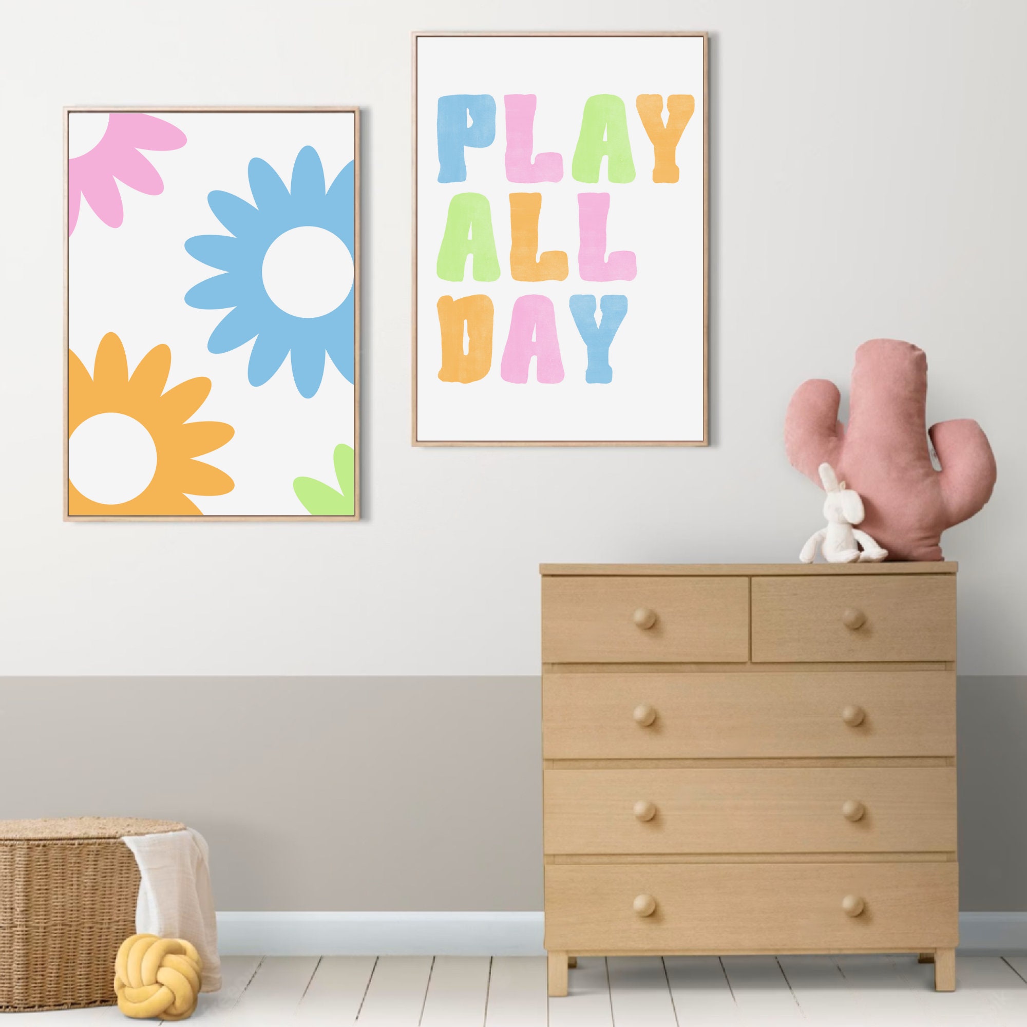 Set of Kids Wall Art Printable, Flowers Printable, Playroom Poster ...