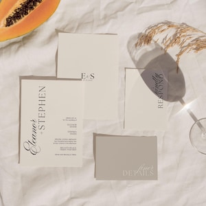 Minimalist Wedding Invitation Template: Modern Printable Suite (Digital Download)