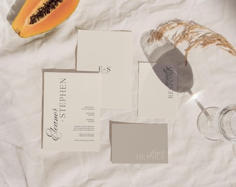 Editable Minimalist Wedding Invitation Template | Printable Canva Wedding Suite | Modern RSVP & Details Card