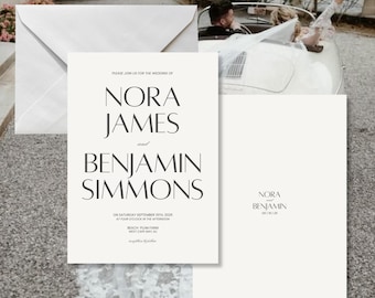 Editable Canva Wedding Invitation Suite | Printable Wedding Invite Template Set | Modern RSVP & Details Card