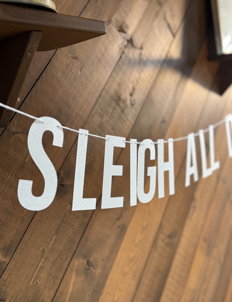 Letter R Sleigh Sleigh All Day Custom Glitter Letter Banner for Christmas and Holidays ...