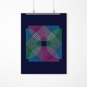 Abstraktes geometrisches Poster, Kreise innerhalb von Kreisen, abstraktes Poster, konzentrische Kreise, Büro Poster, abstrakte Kreise und Formen.