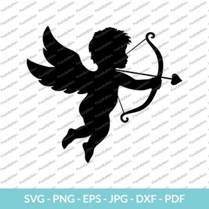 Cupid icon, Love and Valentine&#39;s day symbol, Cupid Shooting Love Arrow, Valentine&#39;s Day SVG, PNG, DXF. Wedding and Valentine&#39;s Day Downloads