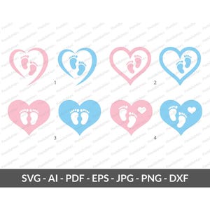 Baby Footprint Heart svg | Instant Download PNG EPS DXF | Laser Cut Baby Feet Design for Boys & Girls