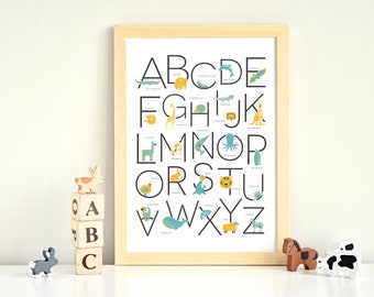 ABC Alphabet Poster Printable | Kids Learning Wall Art | Alphabet Chart | Educational Classroom Decor | Digital Download