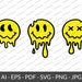 Set of 3 Melting Smiley, Set of Dripping Smiley Faces, Retro Style ...