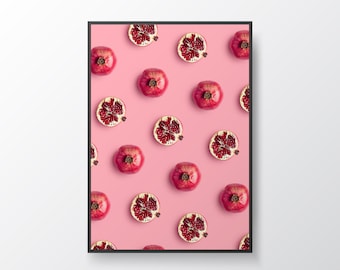 Pomegranate Pattern Poster | Fruit Pattern Wall Art | Kitchen Decor | Printable Digital Download | Instant Download