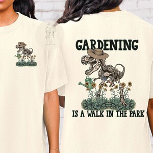 T-Rex Skeleton Garden T-shirt, Plant Lover Shirt, Dinosaur Lover Shirt,Gift For Gardeners,Unisex Garment-Dyed T-shirt