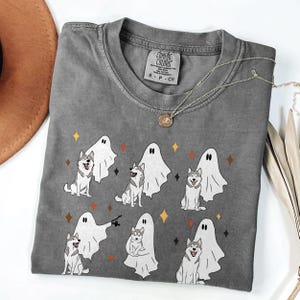 Halloween Husky Dog Ghost Shirts,Dog Lover Shirt,Ghost Dog Shirts,Dog Halloween Shirt,Halloween Ghost Dog Shirt,Spooky Dog Shirt