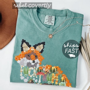 Comfort Colors Subtle Anti-Trump Floral Fox with Hidden Message FDT Tee Shirts,Anti Trump Tshirt,Gift Feminist,Anti-Fascism Tshirt,Protest T