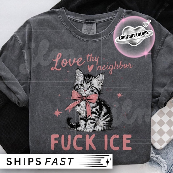 Fuck Ice Shirt,Anti-ICE Vintage Kitten Shirt,Abolish ICE Tee,Pro-Immigrant T-Shirt