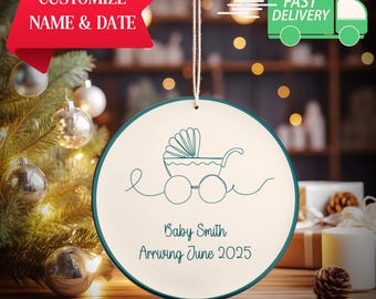 Personalized Pregnancy Announcement Ornament, Custom Ceramic Baby Reveal Gift