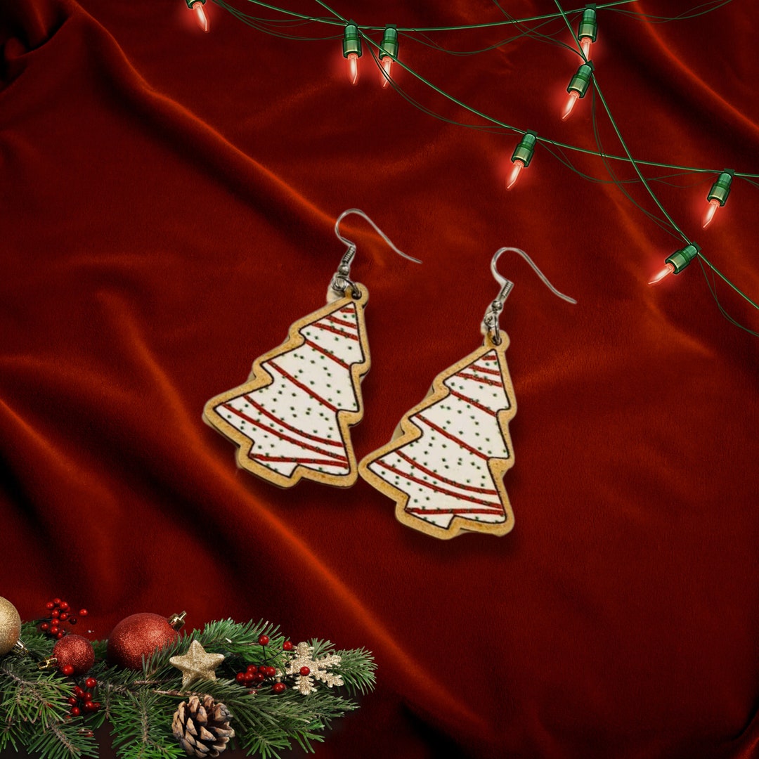 Christmas Tree Cake Earrings, Snack Cake Earrings, Little Debbie Tree Cake Earrings, Christmas