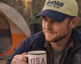 America 250th Anniversary Embroidered Hat Garment Washed Baseball Cap | Patriotic Dad Cap