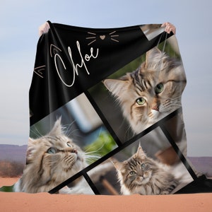 Custom Pet Blanket Custom Cat Photo Blanket With Name Custom Cat Blanket Pet Photo Blanket Cat Dad Gifts, Pet Lover Gifts