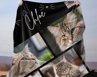 Custom Cat Photo Blanket: Personalized Pet Lover Gift