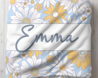 Spersonalizowany koc kwiatowy: styl retro vintage, prezent z imieniem