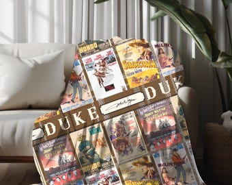 Koc z plakatu filmowego Johna Wayne'a: Koc z polaru w stylu westernu