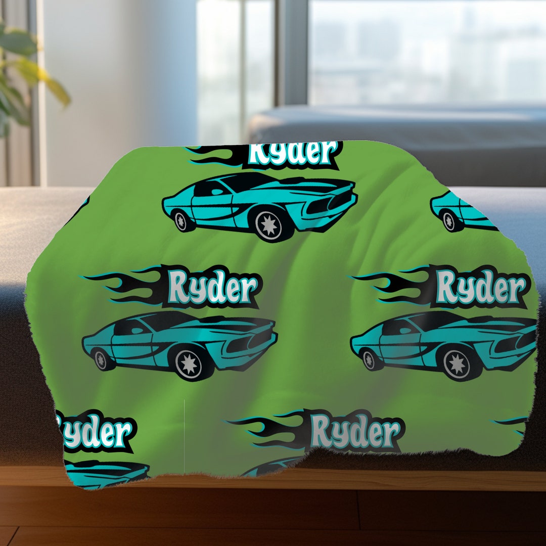 Personalized Blanket for Kids Hot Wheels Minky Plush Blanket Custom Hot