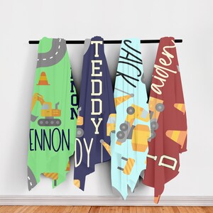 Personalized gift custom name blanket personalized blanket baby shower gift custom kids blanket construction vehicle blanket dump truck