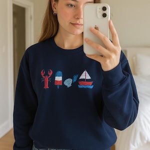 Sudadera con langosta bordada: estilo costero de verano de Nantucket
