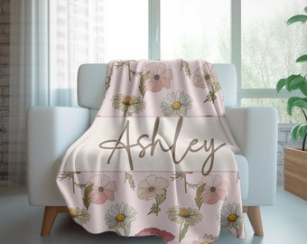 Manta floral personalizada: estilo retro vintage, regalo con nombre personalizado