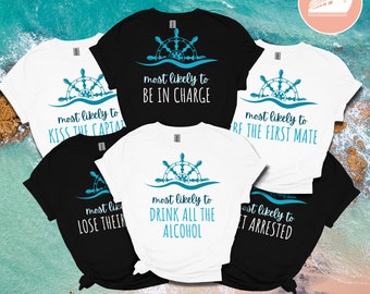 Dopasowane koszulki na rejs: koszulki na grupowe wakacje „Najbardziej prawdopodobne”