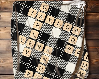 Personalized Scrabble Tile Blanket: Family Name Gift