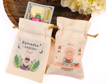 Personalized Eid Gift Bag: Custom Ramadan Cotton Favor Pouch