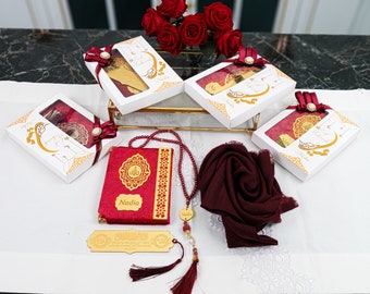 Personalizado Yaseen Dua Libro Hijab Marcador Tasbeeh Regalo Set / Ramadán Eid Boda Cumpleaños Padre Días de Aniversario de San Valentín Regalos