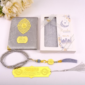 Personalised Islamic Gift Set, Yaseen Dua Book Hijab Bookmark Tasbih, Eid Wedding Baby Shower Birthday Ameen Party Favours for Guests