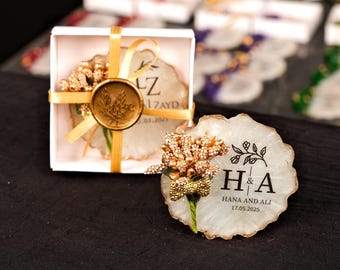 Custom Islamic Wedding Magnet Favors, Nikkah Engagement Gift, Save the Date Epoxy Magnet, Muslim Bridal Shower
