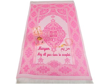 Personalized Prayer Mat Tasbeeh Gift Set: Ramadan, Eid, Hajj, Umrah