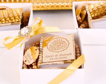 Personalized Mini Quran Gift Set: Velvet Box, Pearl Tasbeeh - Eid Favors