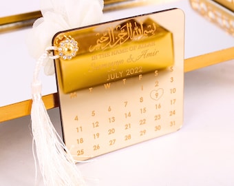 Personalized Muslim Wedding Magnet Favors: Acrylic Calendar