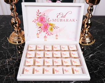 24 PCS with Box Eid Mubarak Chocolate Favors Box: Islamic Party Gifts