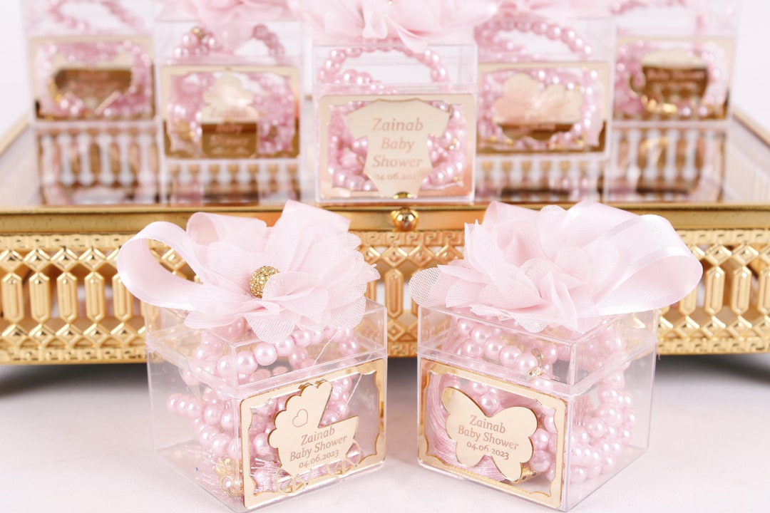 Personalised Pearl Prayer Beads Baby Shower Favours for Girl Etsy