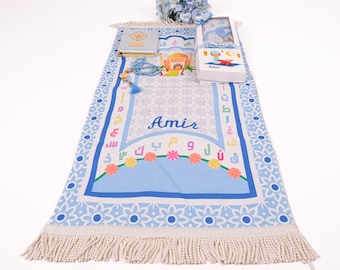 Personalized Kids Prayer Mat Set, Custom Muslim Kids Prayer Rug Quran Tasbih Box, Quran Graduation Gift, Ameen Favor, Eid Gift for Kids