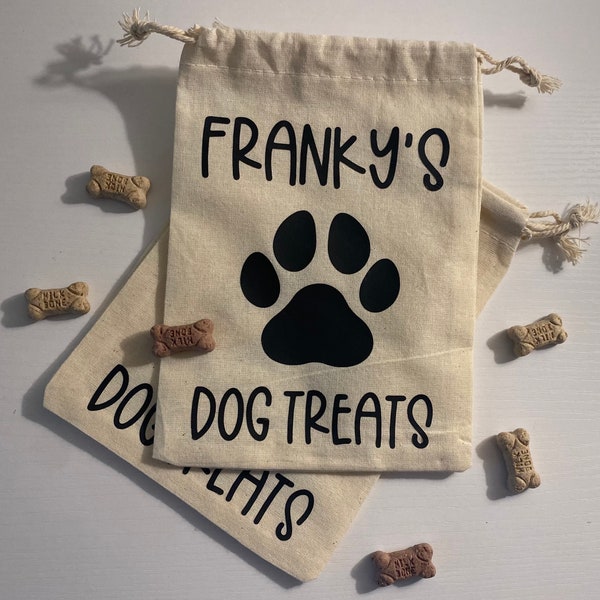 Personalized Dog Treat Bag, Personalized Doggy Treat Bag, Paw Print Treat Bag, Bag for Dog Treats, Dog Bag, Dog Goodie Bag, Dog Treats