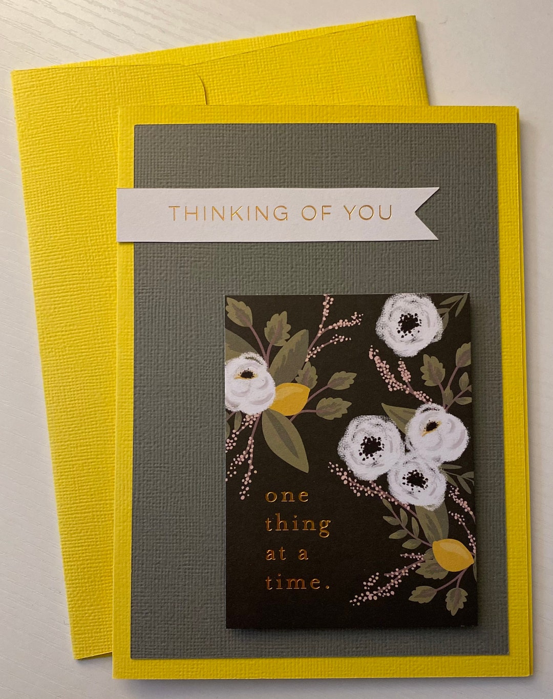 Thinking of You Floral Homemade Blank Greeting Card - Etsy