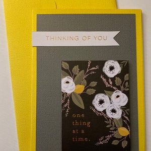Thinking of You Floral Homemade Blank Greeting Card