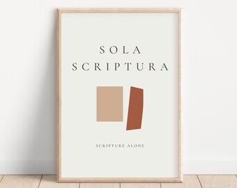 SOLA SCRIPTURA, Solo escritura Cinco solas Art Print, Reformed Christian Aesthetic Faith Poster, Descarga digital
